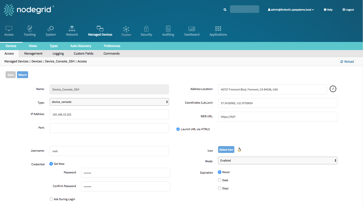 Console Server Settings